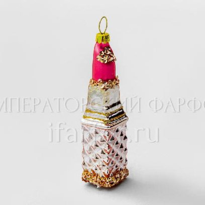 Елочная игрушка «Губная помада» Форма: Губная помада. Стекло. 25 x 115 мм.
