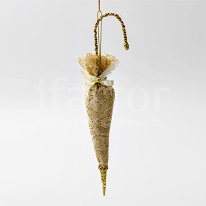 Елочная игрушка Зонтик с кружевом 2