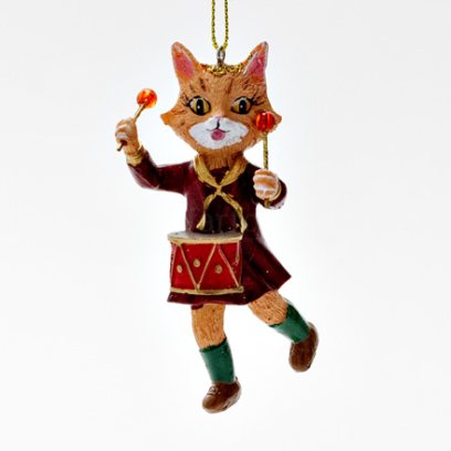 Елочная игрушка Кошечка с барабаном