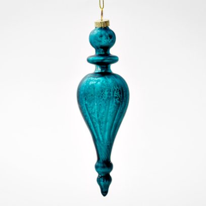 Елочная игрушка Веретено бирюзовое матовое