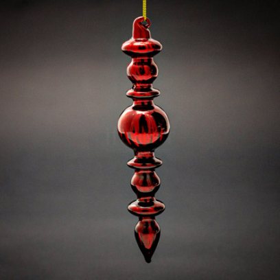 Елочная игрушка Веретено ребристое 3 Красное