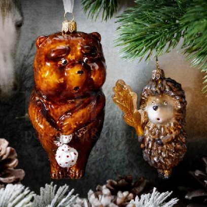 Набор елочных игрушек в подарочной коробке Ежик в тумане