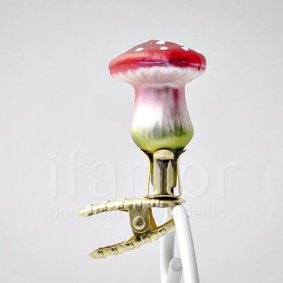 Елочная игрушка Грибы. Мухоморчик с плоской шляпкой