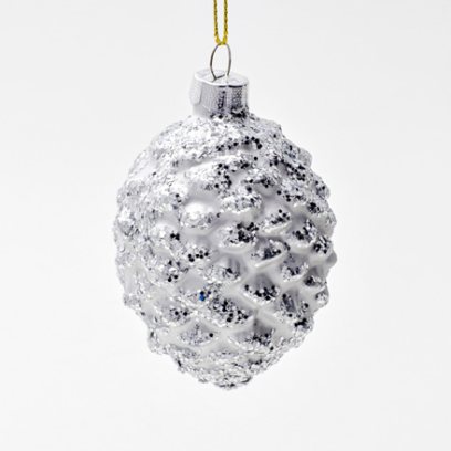 Елочная игрушка «Шишка серебристая»