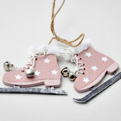 Елочная игрушка «Коньки розовые. Звездочки»