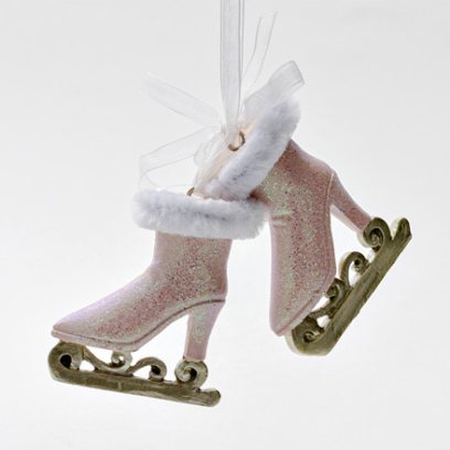 Елочная игрушка Коньки розовые