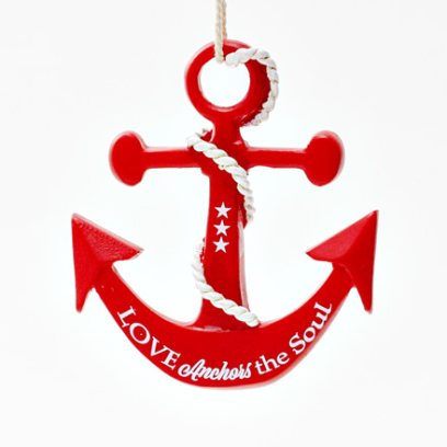Елочная игрушка Якорь красный