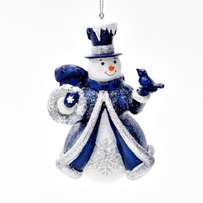 Елочная игрушка Снеговик с птичкой