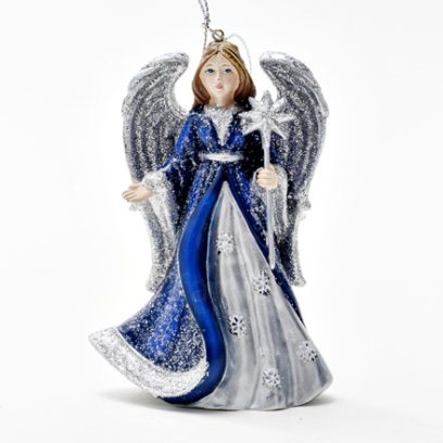Елочная игрушка Вечерний ангел с серебристыми крыльями 2