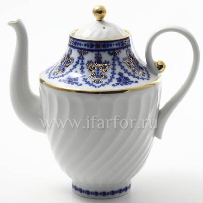 Кофейник «Кобальтовый фриз» Форма: Витая. Твердый фарфор. 1150 мл.