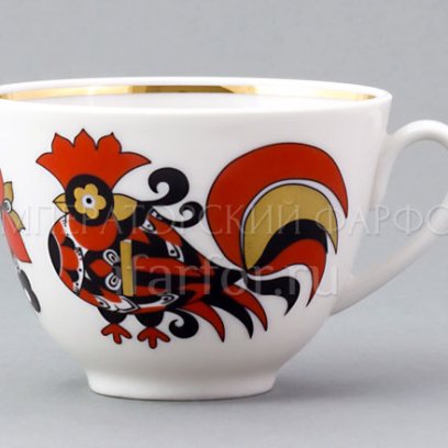Чашка без блюдца «Красные петушки»