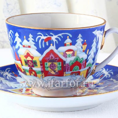 Чашка с блюдцем чайный Зимняя сказка 1/2 Весенняя