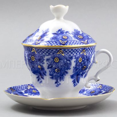 Чашка с блюдцем и крышкой чайная Гирлянда 1 Подарочная-2