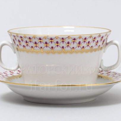 Чашка бульонная с блюдцем бульонная Сетка-Блюз 1/2 Молодежная