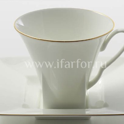 Чашка с блюдцем чайная Золотая лента 1/2 Петрополь