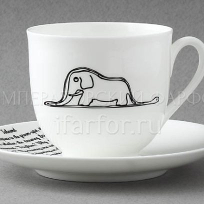 Чашка с блюдцем «Elephant.The Little Prince» 1/2 Форма: Ландыш. Тонкостенный костяной фарфор. 180 мл.