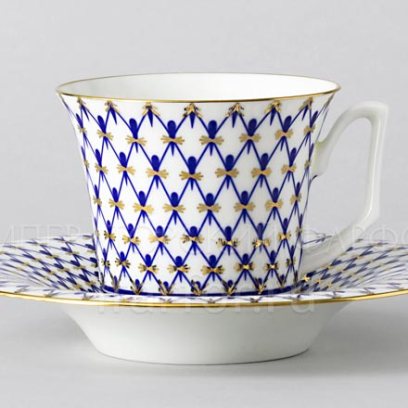 Чашка с блюдцем чайная «Кобальтовая сетка» 1/2