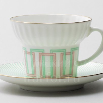 Чашка с блюдцем чайная Геометрия 4 1/2 Волна