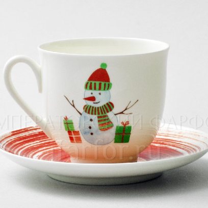 Чашка с блюдцем Снеговик 1/2 Ландыш