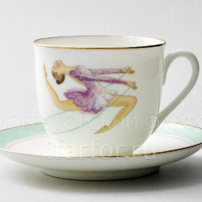 Чашка с блюдцем Художественная гимнастика. Скакалка 1/2 Ландыш
