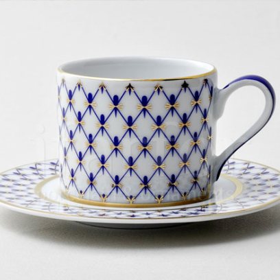 Чашка с блюдцем чайная «Кобальтовая сетка Модерн» 1/2