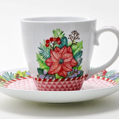 Бокал с блюдцем Зимняя история (розовый) Весна