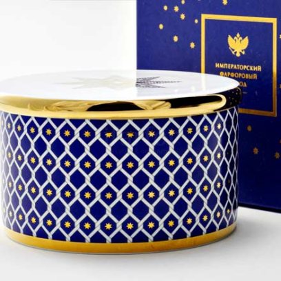 Шкатулка в подарочной коробке «Индиго» Форма: Идиллия. Толстостенный костяной фарфор. 130 x 80 мм.