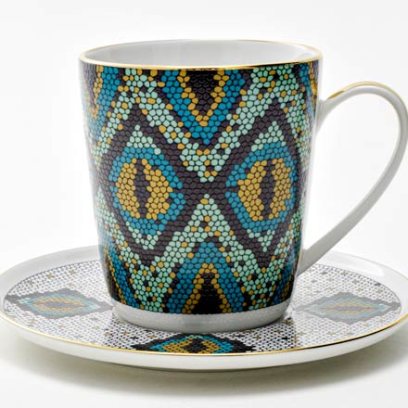 Чашка с блюдцем чайная «Боа зеленый» 1/2