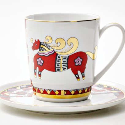 Чашка с блюдцем чайная «Красный конь» 1/2