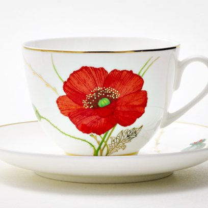 Чашка с блюдцем чайная «Маки» 1/2