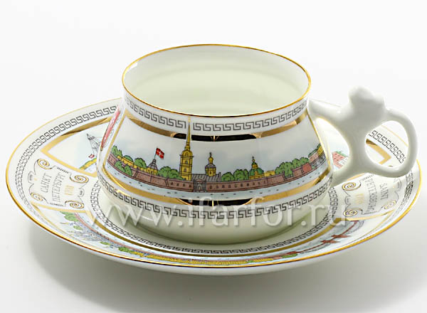 Чашка с блюдцем кофейная Невские берега Билибина