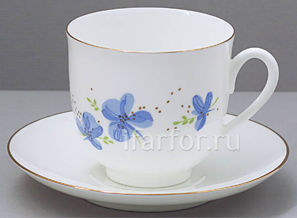 Cup and saucer Blue flowers Lily of the valley
