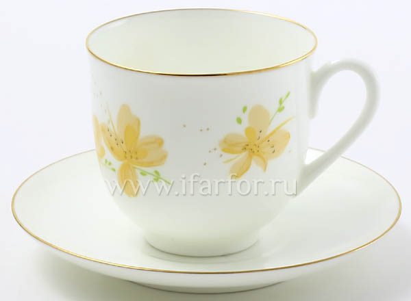 Cup and saucer Yellow flower Lily of the valley