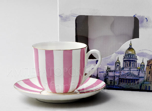 Cup and saucer in a gift box Yes and no (pink) Lily of the valley