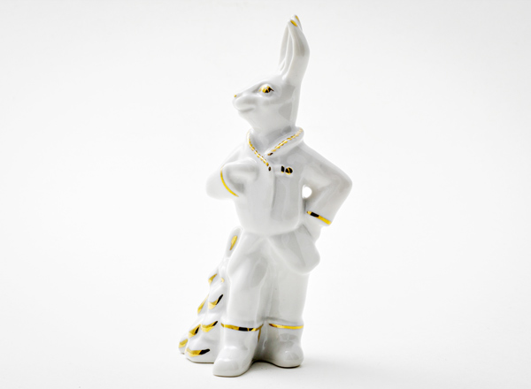 Sculpture Hare with a Christmas tree Golden Christmas tree