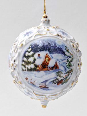 Елочная игрушка Шар средний Зима 90 x 120 мм.