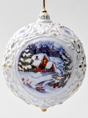 Елочная игрушка Шар большой Зима 110 x 140 мм.