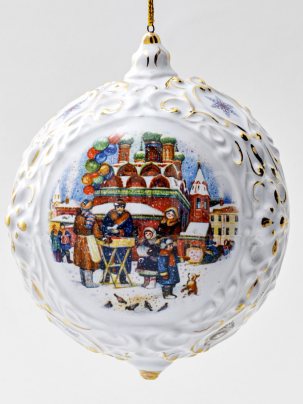 Елочная игрушка Шар большой Масленица 110 x 140 мм.