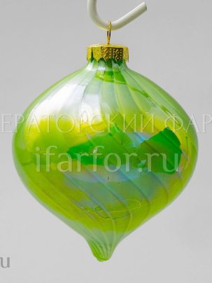 Елочная игрушка Капля Вертушка зеленый 80 мм.