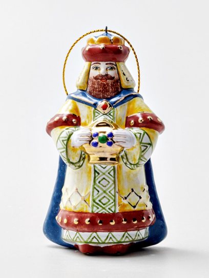 Елочная игрушка «Волхв Мельхиор» Форма: Волхв Мельхиор. Майолика. 54 x 95 мм.
