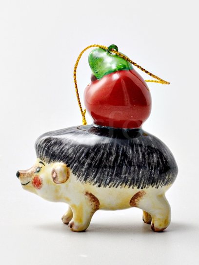 Елочная игрушка «Ежик» Форма: Ежик. Майолика. 53 x 60 мм.
