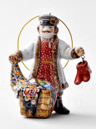Елочная игрушка «Коробейник» Форма: Коробейник. Майолика. 65 x 100 мм.