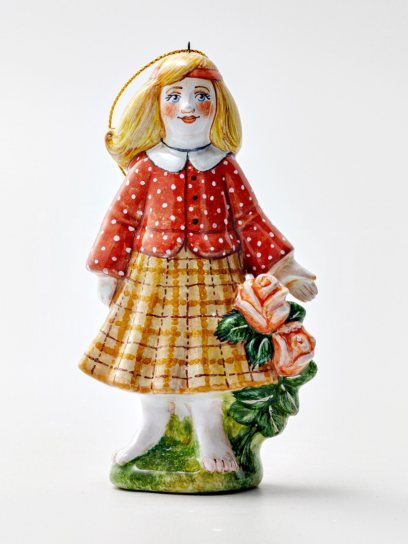 Елочная игрушка «Герда» Форма: Герда. Майолика. 75 x 130 мм.