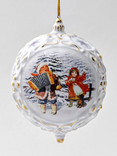 Елочная игрушка «Шар средний» Форма: Шар средний. Майолика. 90 x 120 мм.