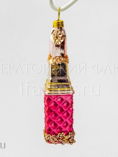 Елочная игрушка «Губная помада» Форма: Губная помада. Стекло. 25 x 115 мм.