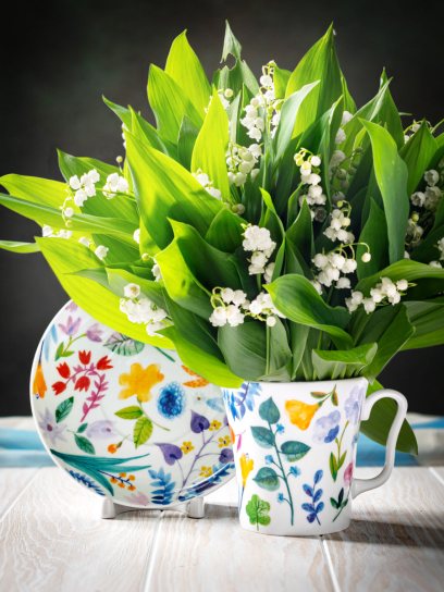 Бокал с блюдцем «Primavera» 1/2 Форма: Ленинградский 3. Твердый фарфор. 360 мл.