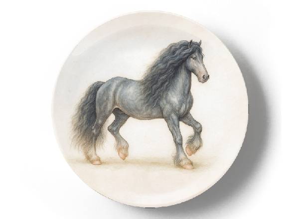 Фризская лошадь гарцует