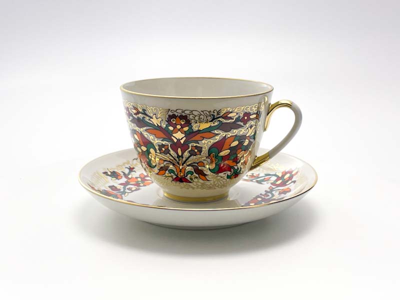 Чашка с блюдцем чайная «Красный петух» 1/2