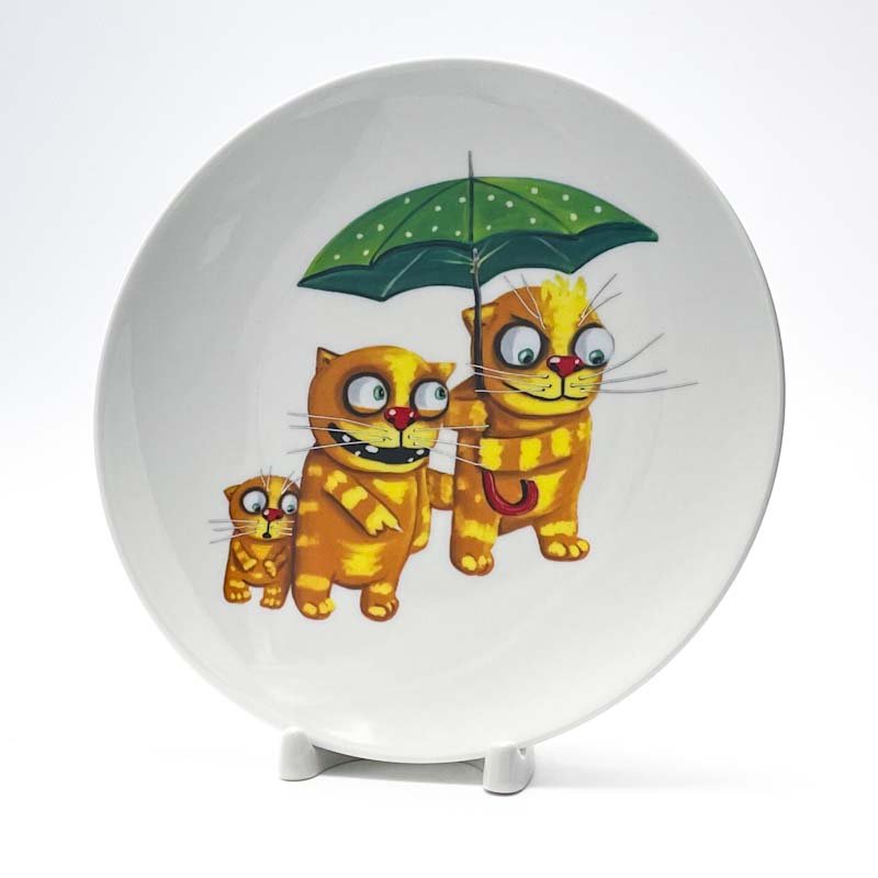 Декоративная тарелка в подарочной коробке «Вася Ложкин. Под зонтом»