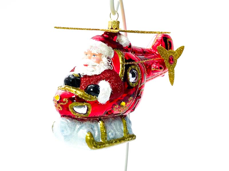 Елочная игрушка «Дед Мороз на вертолете»
